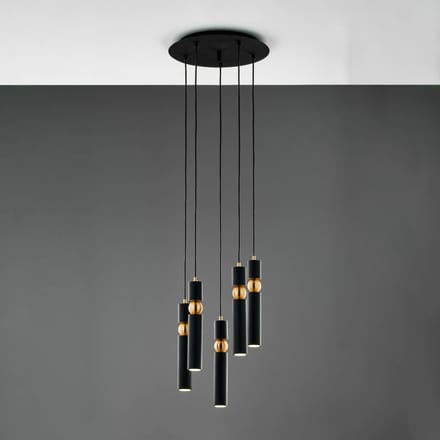 Jupiter Hanglamp Alas, 5-lamps, zwart, metaal, GU10