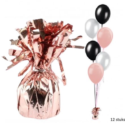 12 stuks Ballon gewicht folie rosé goud - 180gr.