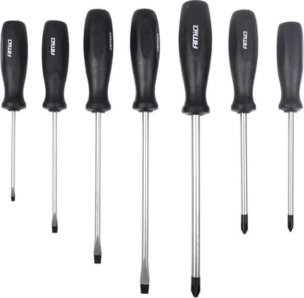 AMiO Schroevendraaier Set 7 Stuks Magnetische Kop zwart