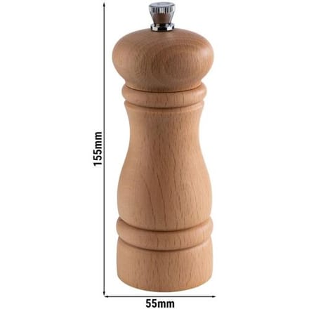 GGM Gastro (6 Stück) Pfeffermühle - ETERNAL - Holz - Höhe: 155mm - Beige