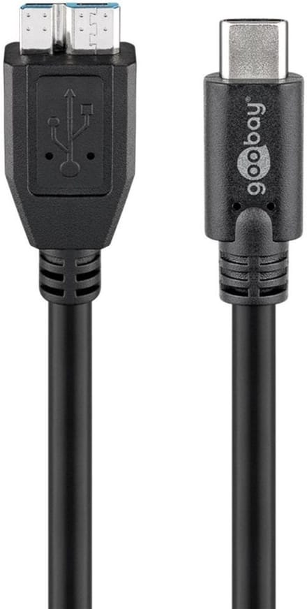 USB-C naar USB Micro B kabel - USB 3.0 - 1 meter - Zwart