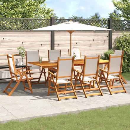 vidaXL - 9-delige - Tuinset - massief - acaciahout - en - textileen