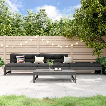 vidaXL - 4-delige - Loungeset - massief - grenenhout - grijs