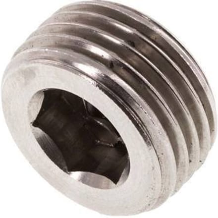 G 1/2'' RVS Plug met Binnenzeskant zonder kraag 40 Bar