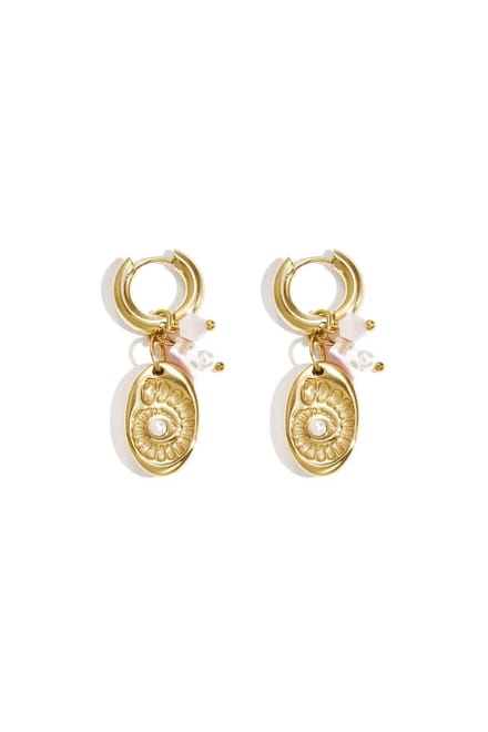Oorbellen met kralen en schelp charm