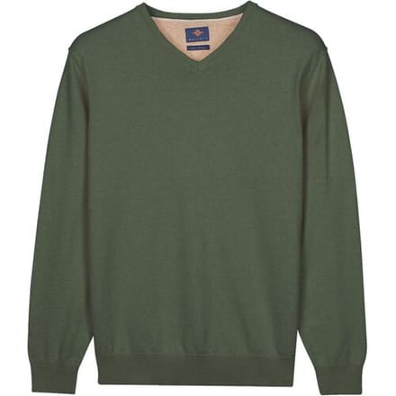 Baileys Trui Uni Color V-Neck Pima Cotton Thyme Green / male