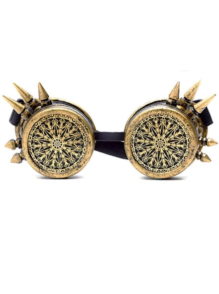 KIMU® Goggles Steampunk Bril Spikes Mandala - Brons Montuur - Bronzen Burning Man Halloween Halloween