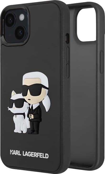 Karl Lagerfeld 3D Rubber Karl & Choupette Back Case - Apple iPhone 15 Plus (6.7") - Zwart