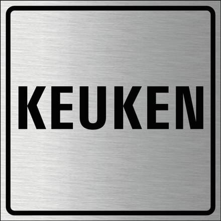 Keuken bordje, geborsteld aluminium 150 x 150 mm