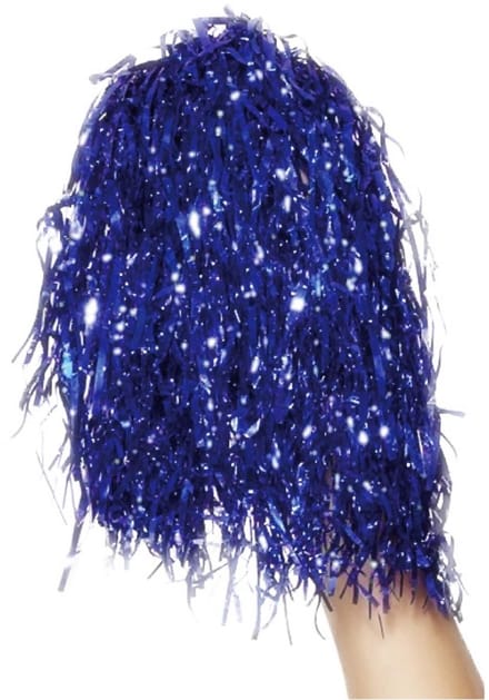 Cheerballs/pompoms - 2x - blauw - met ringgreep - 30 cm - pompons - Cheerleader verkleed accessoires