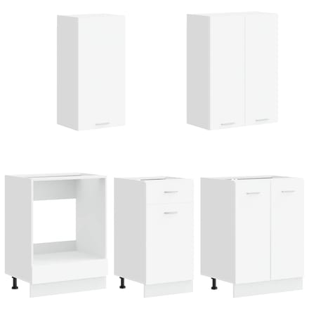 vidaXL - Keukenblok - LYON - 5 - st - Wit - Bewerkt - hout