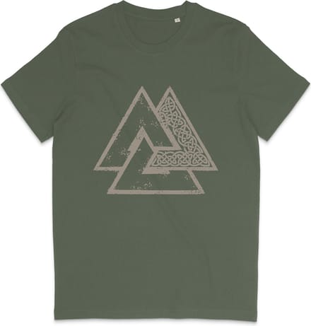 Heren Dames T Shirt - Viking Symbool - Khaki Groen - M