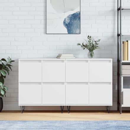 vidaXL Dressoirs 2 st bewerkt hout wit
