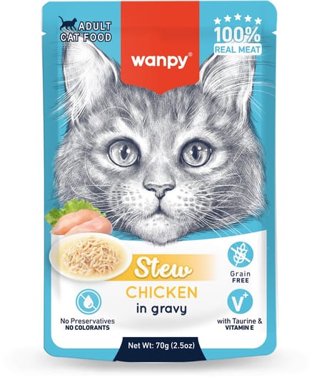 Wanpy - Stoofpot Kip - Kattenvoer - Natvoer - 10 stuks van 70gram