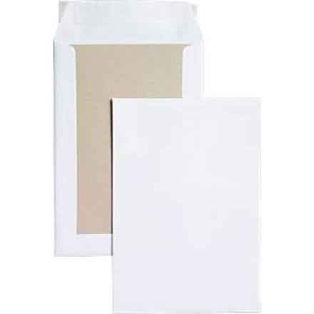 Verzendenvelop, B5, kartonnen achterkant en kleefsluiting, zonder venster, wit, 250 st.