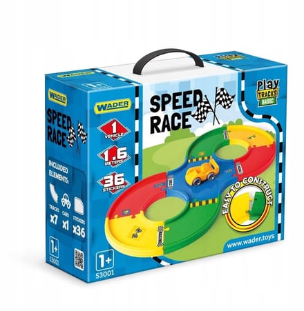 Wader Racebaan 53001 - 1,6 m speelbaan met auto en stickers