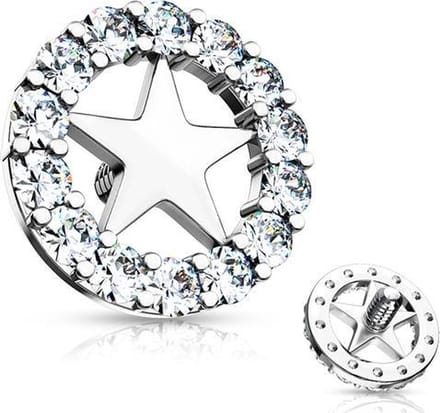 Dermal top cirkel met ster 1.6mm - LMPiercings