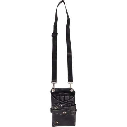 Haarschaar Etui Dubbellaags Waterdicht PU Leer Kappersgereedschapstas met Riem voor Salon black