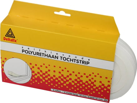 Deltafix Tochtstrip - tochtwering - wit - zelfklevend - universeel - 6 m x 12 mm x 12 mm