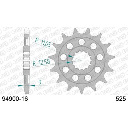 Stalen motortandwiel voor Afam 525 16 dents