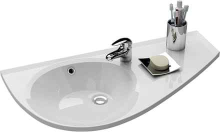 Wastafel Wandmontage - Waskom Badkamer - Ruimte Besparen - Links Gemonteerd - 85 x 45 cm - Wit