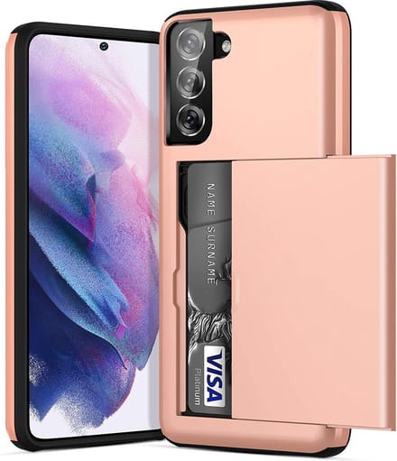 Backcover geschikt voor Samsung Galaxy S22 Plus - Roze - Hard PC - Pasjeshouder
