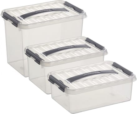 Sunware opbergboxen set 3x stuks - 4-6-9 liter - kunststof - met deksels