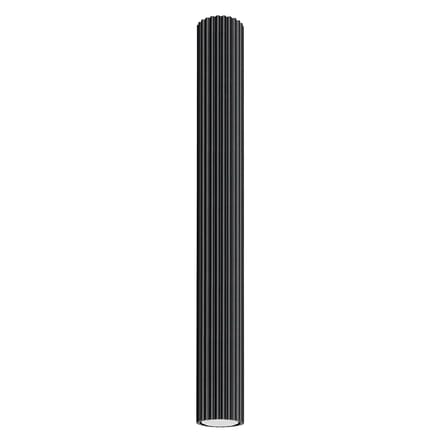 Plafondlamp KARBON 60 extra lange geribbelde buisspot van 60 cm - Sollux Lighting - IP20 - Zwart aluminium behuizing - 6.5 x 6.5 x 60 cm - 1 x GU10 LED, exclusief lichtbron - Max. 10 W - Minimalistische plafondlamp voor gang, hal en woonkamer
