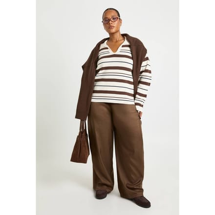 boohoo Dames Plus geweven ballonbroek met elastische tailleband | Chocolate | Maat: 16