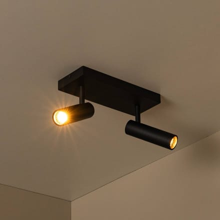 Lucide GRADO - Plafondspot (Plafondlamp) - 2xGU10 (MR11) - Zwart
