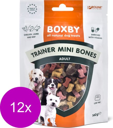 Boxby Trainer Mini Bones - Hondensnacks - 12 x 140 g