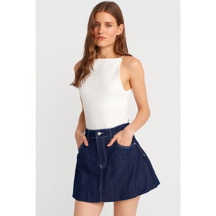 Slim-Fit Halterhals Jersey Blouse