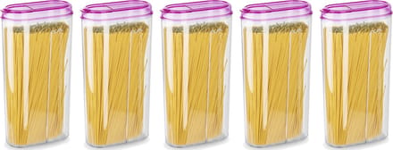 Plasticforte Voedselcontainer strooibus - 5x - roze - 2350 ml - kunststof - voorraadpotten