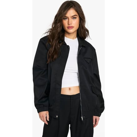 boohoo Dames Tailored Oversized Bomber | Zwart | Maat: 36