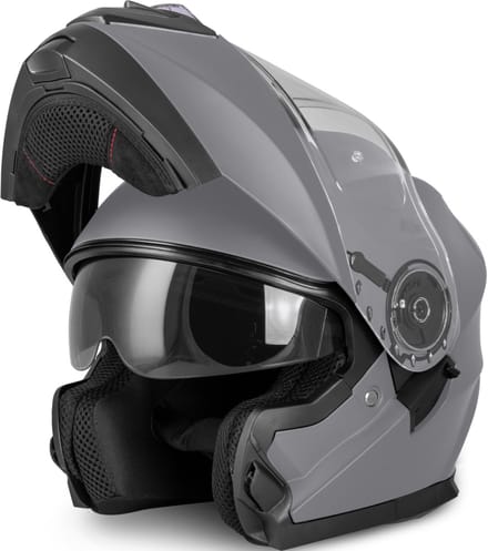 VINZ Santos Systeemhelm Zonnevizier - Scooterhelm & Motorhelm & Brommerhelm - ECE 22.06 - Mat Titanium - L