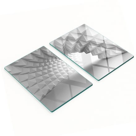 Set van twee glazen keukenplanken met abstracte tunnelvorm, 2x40x52 cm