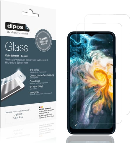 dipos – 2x Pantserfolie geschikt voor Logicom Solar Pro | 9H Screenprotector