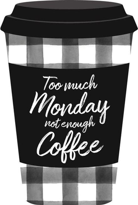 Mok, beker - 10x14,5cm - Too much monday not enough coffee - Christelijk, Bijbel