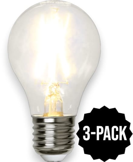 3-Pack | Peerlamp / Standaard bol met helder filament - E27 - 2W - 2700K