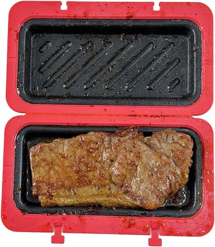 Sandwichmaker Wafelijzer - Kaas Toaster - Ontbijt Bereiden - Magnetron Verwarming - 19 cm - Rood