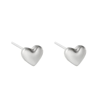Oorbellen Zilver - Oorknop - Yehwang - Bold Heart - RVS