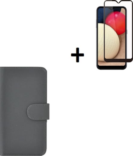 Hoesje Geschikt voor Samsung Galaxy A42 - Screenprotector A42 - Wallet Bookcase Grijs + Full Screenprotector