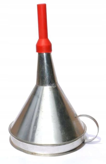 Grote Metalen Trechter met Zeef en Plastic Tuit - 16 cm