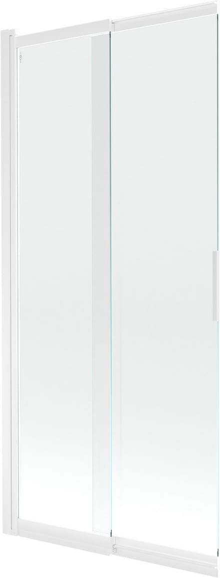 Mexen Fox badwand scherm 2-delig schuifbaar 85 x 150 , transparant, wit - 891-085-002-20-00