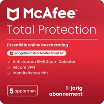 McAfee Total Protection | 5 Apparaten | 1 Jaar | Windows, Mac, Android &amp; iOS