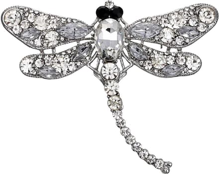 Fako Bijoux® - Broche - Libelle - XXL - 94x67mm - Zilverkleurig