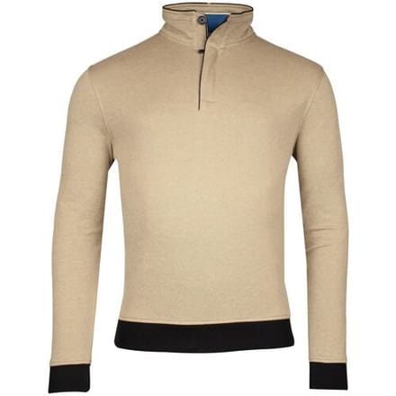Baileys Trui Sweatshirt Half Zip Oxford Doubleface Jacquard Interlock Deep Sand / male