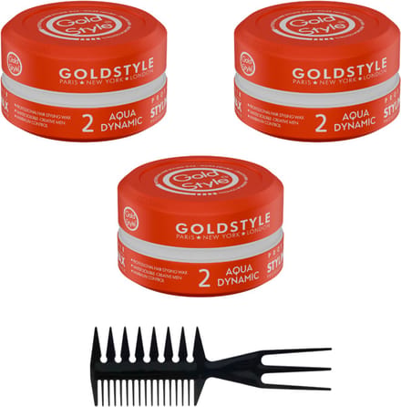 Gold Style Haar Wax Gold Nummer 02 – Aqua Dynamic – 3 Stuks + Styling Kam