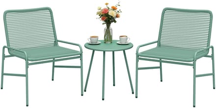 Outsunny Rattan Bistro Set - Geweven hars, gegalvaniseerd staal - 58 x 67 x 75 cm - Groen