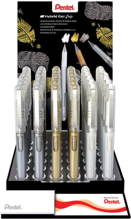 Gelschrijver Pentel K230M medium metallic assorti 3 kleuren | 36 stuks